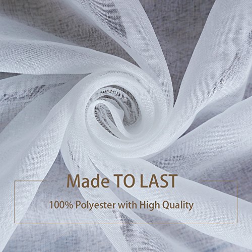 Anjee White Sheer Curtains 96 Inches Length 2 Panels Rod Pocket Voile Curtain Semi For Bedroom Living Room Dining Anjee White Sheer Curtains 96 Inches, White Sheer Curtain Panels 96 Inches Long