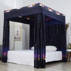 Mengersi Galaxy Star Four Corner Post Bed Curtain Canopy Bedroom Decoration for Girls Adults Windproof Lightproof Bed Canopies C