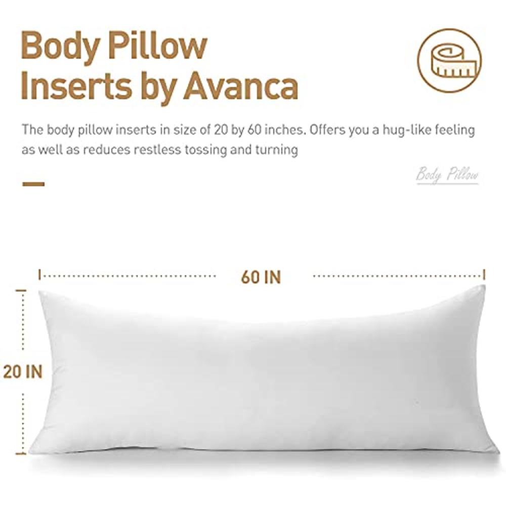Acanva Fluffy Bed Sleeping Side Sleeper Body Pillow Insert, Long 20” X 60”, White