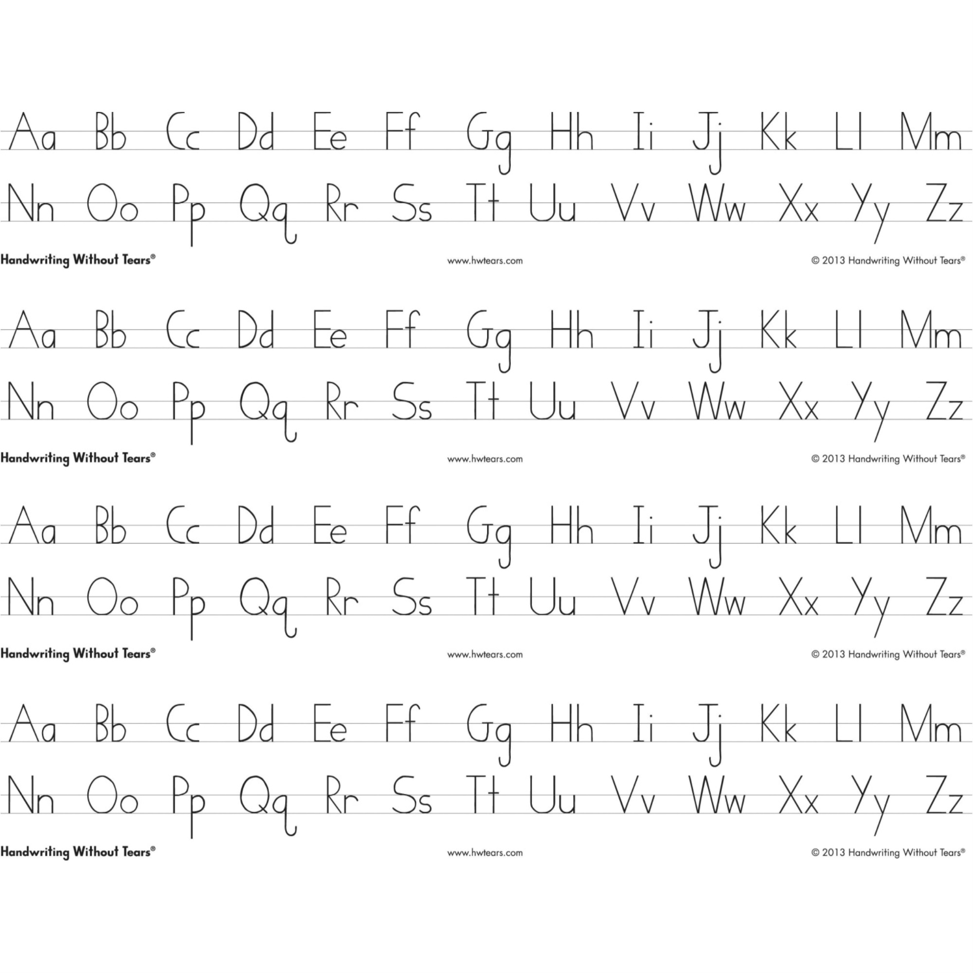 SCSP-017761 Handwriting Without Tears Print Alphabet Desk Strips, 4 Strips  Per Sheet