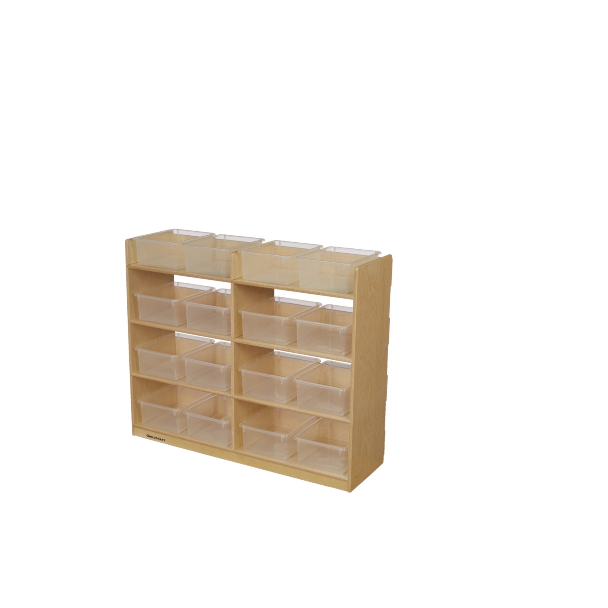 Childcraft Mobile Book Storage Unit, 16 Clear Trays, 47-3/4 x 14-1/4 x 40 Inches