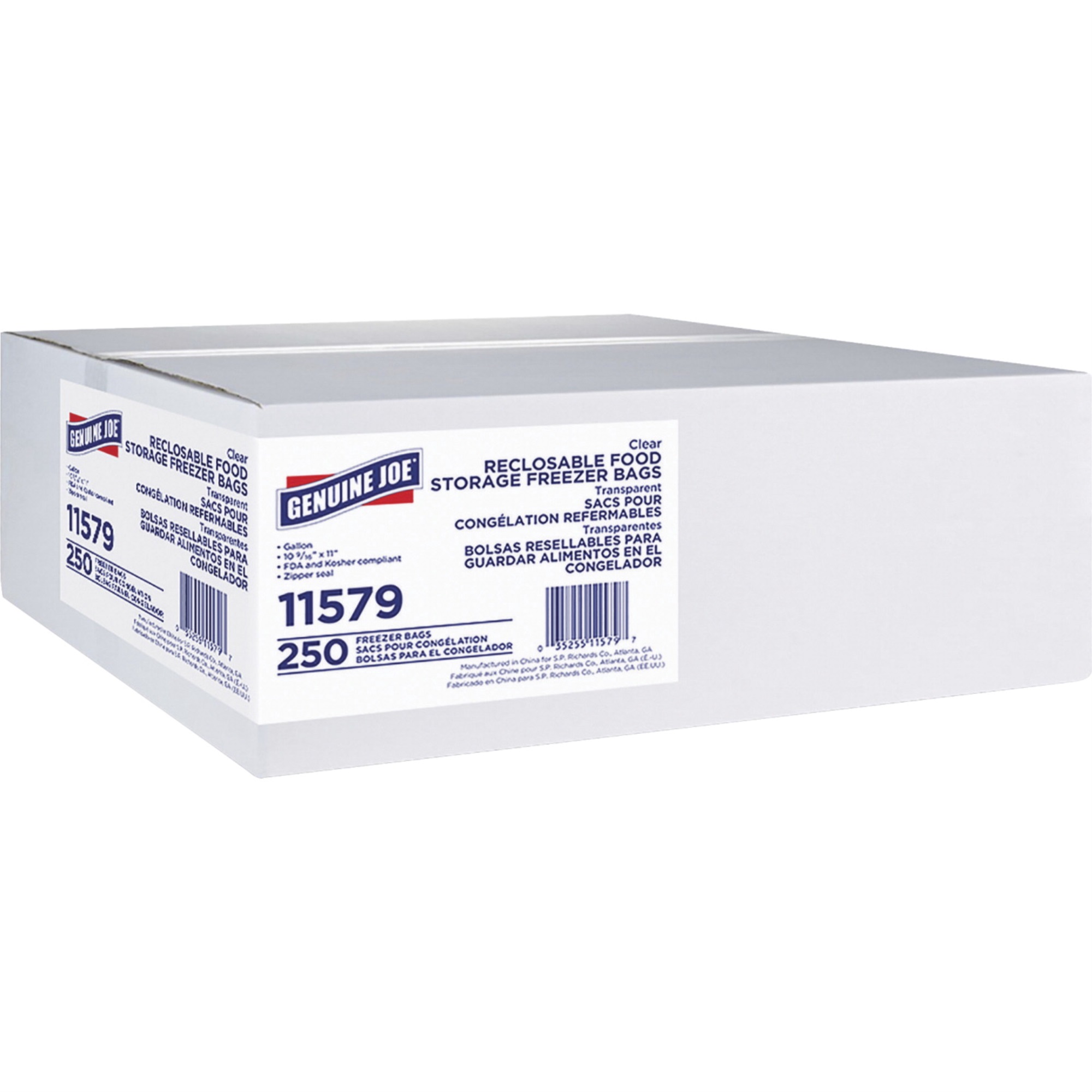 Genuine Joe Freezer Storage Bags - 1 gal - 2.70 mil (69 Micron) Thickness - Clear - 250/Box - Beef,