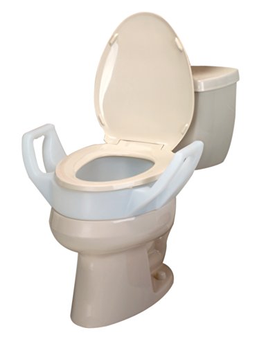 SP Ableware 3-1/2 Inch Elevated Toilet Seat with Arms for Elongated Toilets - White, Supports Up to 300-Pounds (725753311)