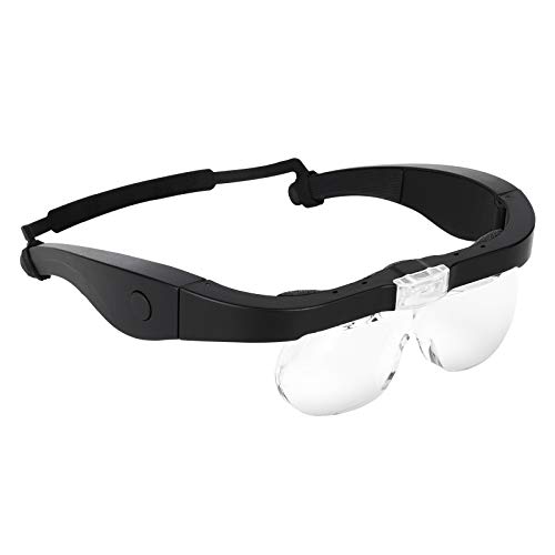 MORDUEDDE Lighted Head Magnifier Glasses Headband Loupe Rechargeable with  Light Headset Magnifying Glass Visor Hands-Free for Cl