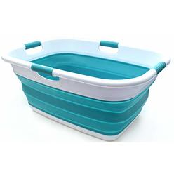 SAMMART 49L(12.9 gallon)Collapsible 4 Handled Laundry Basket-Foldable Storage Container-Portable Washing Bin-Space Saving-Pet Ba