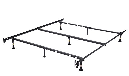 Kings Brand Heavy Duty 7-Leg Adjustable Metal Queen, Full, Full XL, Twin, Twin XL, Bed Frame with Center Support & Glides Only