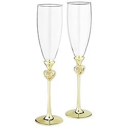 Hortense B. Hewitt Wedding Anniversary Champagne Toasting Flutes, Set of 2, 50th Jeweled Heart