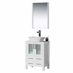 Blossom Sydney 24" Inches Single Bathroom Vanity Vessel Sink with Mirror All Wood Glossy White 001 24 01 1616V