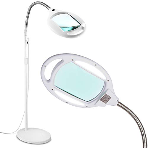 Brightech LightView Pro - Full Page Magnifying Floor Lamp - Hands Free Magnifier with Bright LED Light for Reading - Flexible Go