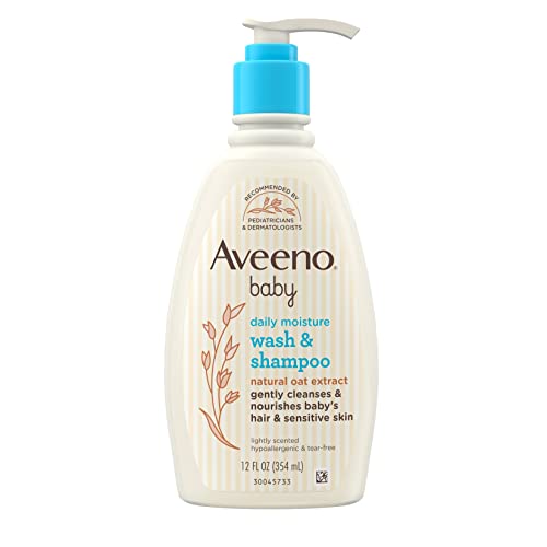 Aveeno Baby Daily Moisture Gentle Body Wash & Shampoo with Oat Extract, 2-in-1 Baby Bath Wash & Hair Shampoo, Tear- & Paraben-Fr
