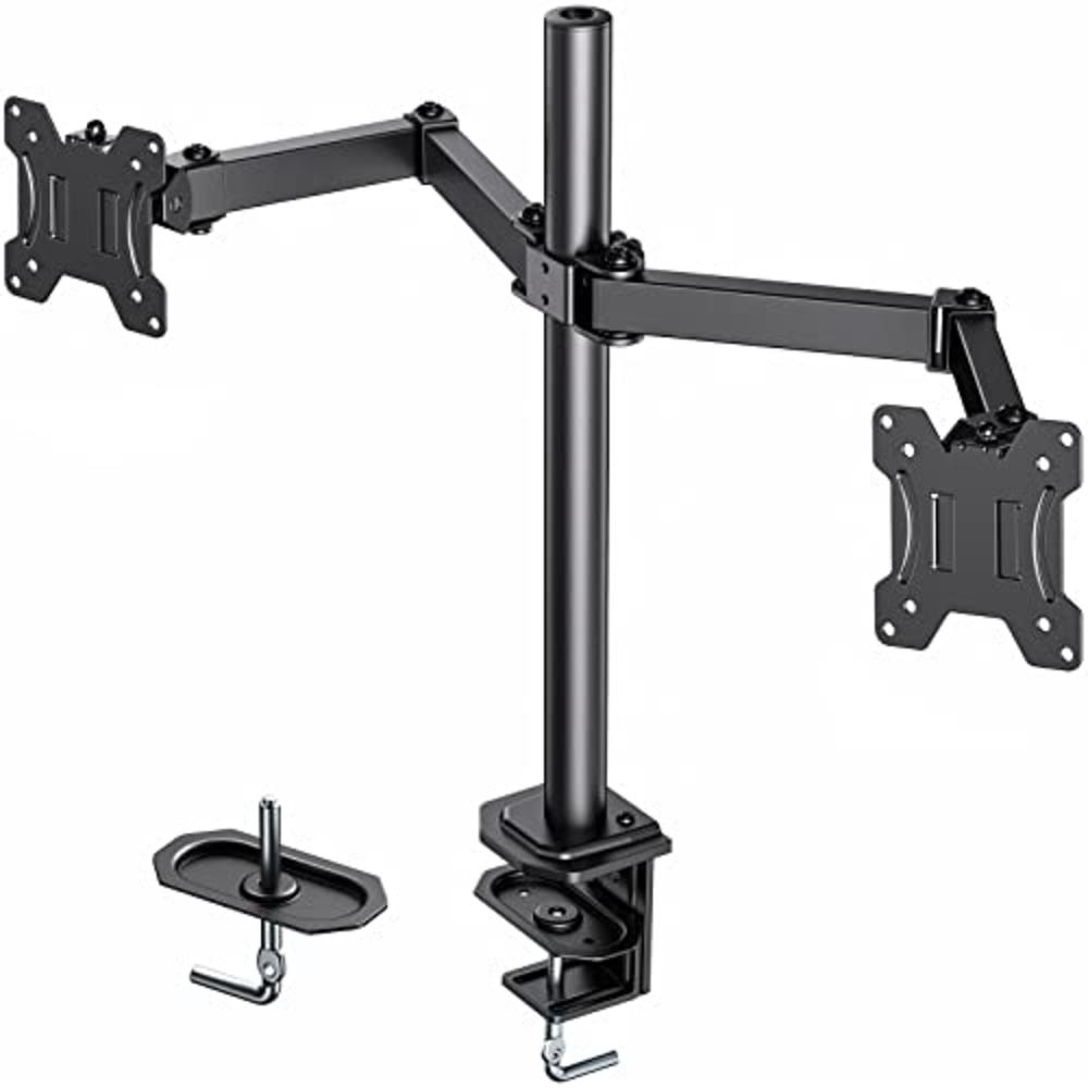 Huanuo Dual Monitor Stand For 13-27 Inch Screens, Heavy Duty Fully Adjustable Monitor Desk Mount, Vesa Mount With C Clamp, Each 