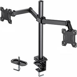 Huanuo Hn Mbd1 U1 Dual Monitor Stand For 13 27 Inch Screens Heavy Duty Fully Adjustable Desk Mount Vesa With C Clamp Each Fully Adjustable Monitor Desk Mount, Vesa Dual Monitor Desk Mount