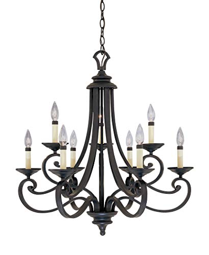Designers Fountain 9039-Ni 27.75In H Barcelona 9-Light Chandelier, Natural Iron