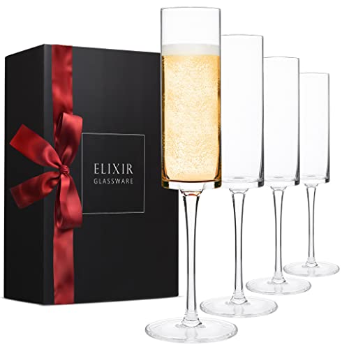 Elixir Glassware Champagne Flutes, Edge Champagne Glass Set of 4 - Modern & Elegant for Women, Men, Wedding, Anniversary, Christmas, Birthday - 6