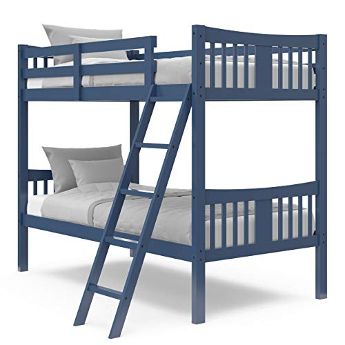 Photo 1 of Storkcraft Caribou Solid Hardwood Twin Bunk Bed with Ladder and Safety Rail, Navy