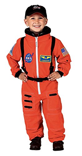Aeromax Personalized Jr. Astronaut Suit with Embroidered Cap and NASA Patches, Orange, Size 4/6