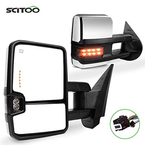 SCITOO Towing Mirrors fit for Chevy for GMC Automotive Exterior Mirrors fit 2007-2014 for Chevy Silverado for GMC Sierra (07 for