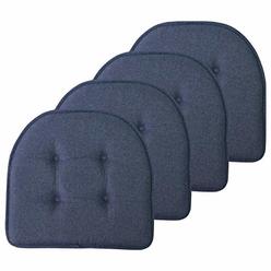 Sweet Home Collection Chair Cushion Memory Foam Pads Tufted Slip Non Skid Rubber Back U-Shaped 17" x 16" Seat Cover, 4 Count (Pa