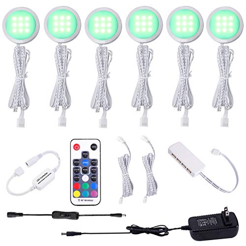 Aiboo Rgb Color Changing Led Under Cabinet Lights Kit Aluminum Slim Puck Lamps For Kitchen Counter Wardrobe Counter Furniture Am