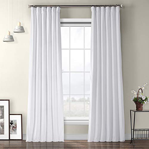 HPD Half Price Drapes VPYC-161201-84 Plush Velvet Curtain (1 Panel), 50 X 84, Pillow White