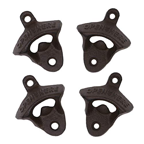 iPihsius Wall Mounted Bottle Opener Rustic Farmhouse Cast Iron with Screws by iPihsius (Set of 4)