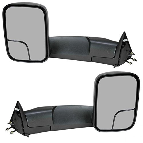 Aftermarket for Dodge 94-01 Ram 1500, 94-02 Ram 2500 3500 Pickup Truck Manual Towing Tow Mirror Left Driver and Right Passenger Pair Set Fit