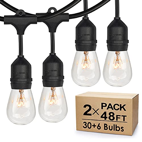 Photo 1 of MLambert 2-Pack 48Ft Dimmable Outdoor Bistro String Lights for Patio, Waterproof Hanging Vintage 11W Edison Bulbs, 48Ft Commercial Lights