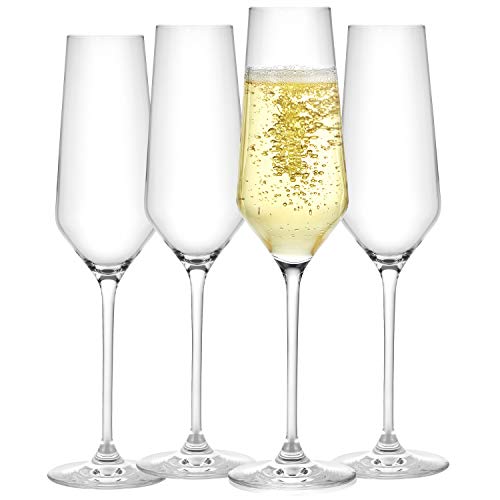 JoyJolt Champagne Flutes ??Layla Collection Crystal Champagne Glasses Set of 4 ??6.7 Ounce Capacity ??Ideal for Home Bar, Specia