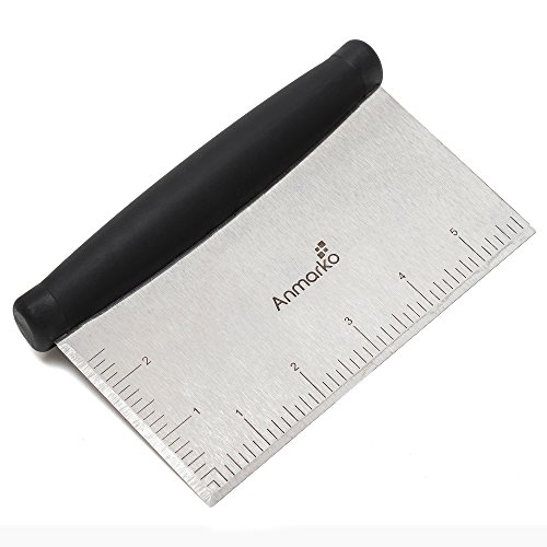 Anmarko Stainless Steel Metal Griddle Scraper Chopper - Great?as Dough Cutter for Bread?and Pizza Dough?- Multipurpose?Kitchen Utensil f