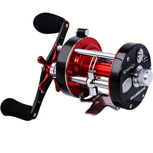 Sougayilang Fishing reels Round Baitcasting Reel - Conventional Reel -  Reinforced Metal Body & Supreme Star Drag-Right Hand-Red-