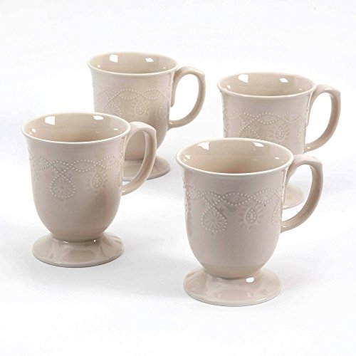 The Pioneer Woman Cowgirl Lace Mug Set, Set of 4 (Linen/Beige)