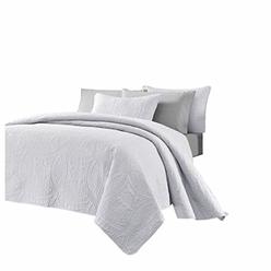 Chezmoi Collection 3 Piece 118 By 106" Austin Oversized Bedspread Coverlet Set, King, White