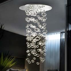 7PM Modern Soap Bubble Chandelier Clear Glass Hanging Ceiling Light Flush Mount Floating Ball Fixture H32" x D20"