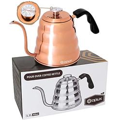 OPUX Stainless Steel Pour Over Coffee Kettle | Copper Gooseneck Tea Kettle with Thermometer, Stovetop Pourover Kettle Hand Drip
