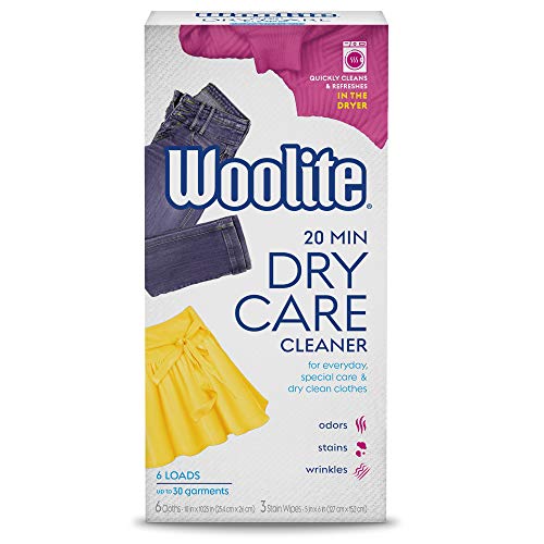 Woolite At-Home Dry Cleaner Dry Cleaning Cloths and Stain Removal, Easy to Use, Safe on Wool, Cashmere, and Designer Jeans, Fres