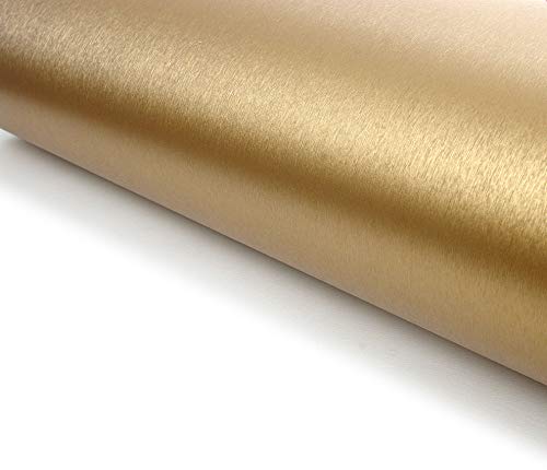 Very Berry Sticker Brushed Metal Texture Interior Film Vinyl Self Adhesive Peel-Stick Removable (Gold)
