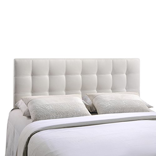 Modway Lily Tufted Faux Leather Upholstered Queen Headboard in White