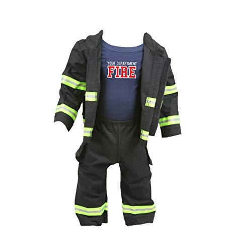 Fully Involved Stitching Firefighter Personalized Black 3-Piece Baby Outfit (18 Months)