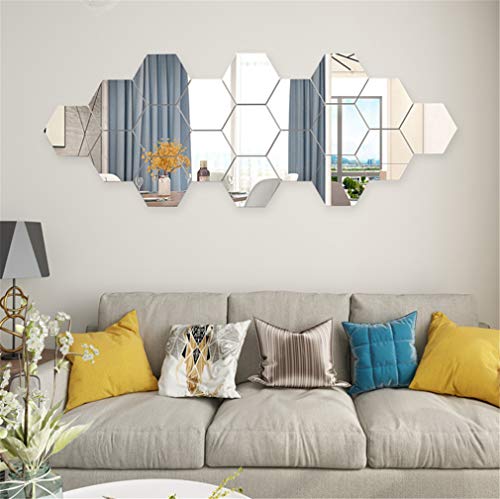 Xes 12pcs Mirror Wall Stickers 3d Hexagon Acrylic Decor Diy Art Sheet Plastic Removable Sticker Tiles F Xes 12pcs Mirror Wall Stickers 3d, Mirror Wall Art For Living Room