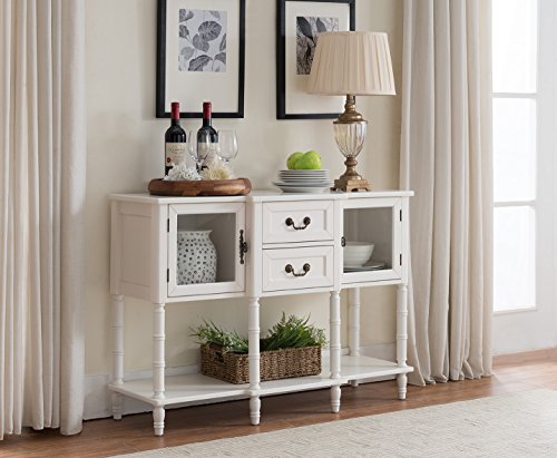 Kings Brand Furniture Wood Buffet, Kings Brand Furniture Kitchen Storage Cabinet Buffet With Glass Doors White