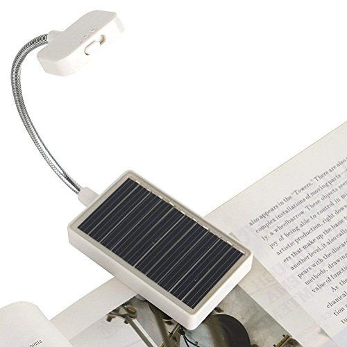 Glovion Solar Clip on Book Light,Glovion LED Reading Light USB Rechargeable and Solar Powered,2 Brightness Settings Flexible Neck&
