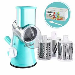 Cambom Manual Rotary Cheese Grater - Round Mandoline Slicer with Strong Suction Base, Vegetable Slicer Nuts Grinder Cheese Shred