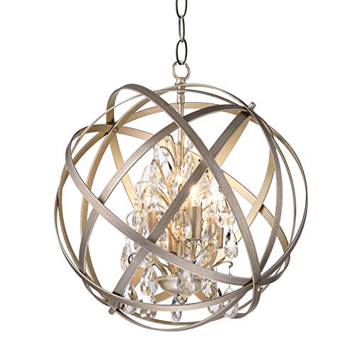 Jojospring Benita Antique-Copper Metal/Crystal Globe 4-Light Chandelier