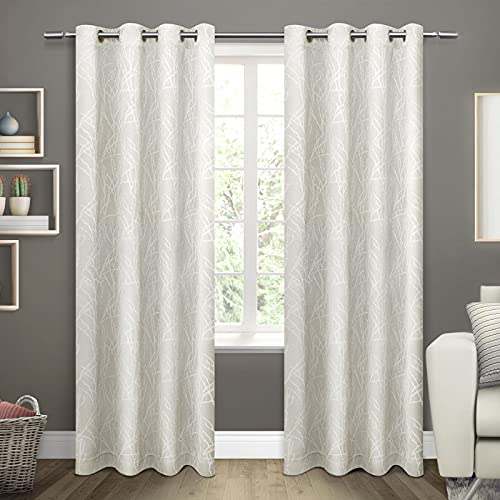 Exclusive Home Curtains Twig Insulated Blackout Window Curtain Panel Pair with Grommet Top, 54x84, Vanilla, 2 Piece