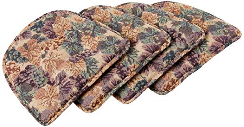 Klear Vu - 414363-86P Cabernet Gripper Tufted Non Slip Designer Tapestry Dining Chair Cushion, Set of 4, 4 Pack, Multicolor