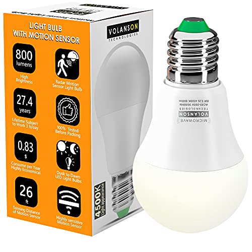 Volanson Technologie Motion Sensor Light Bulb Radar Automatic On Off Outdoor Indoor Daylight Activated Dusk To Dawn Bulbs For Porch Garage B Motion Sensor Light Bulb Radar, Motion Activated Light Fixture Indoor