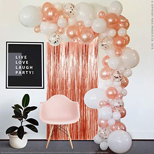 Paris Products Co. Rose Gold Balloon Arch Garland Kit White Rose Gold Confetti Latex Balloons Fringe Curtain for Baby Shower Wedding Birthday Bache