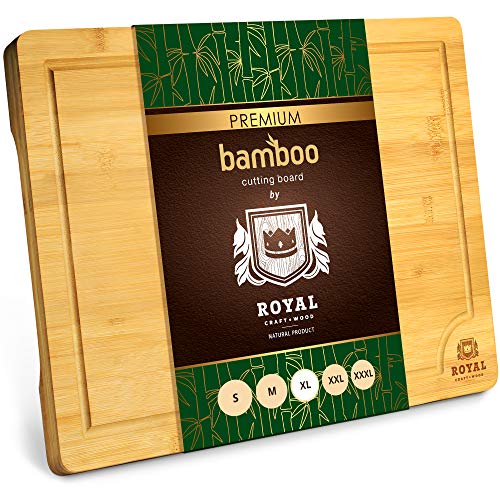 Royal Craft Wood Extra Large Organic Bamboo Cutting Board with Juice Groove - Kitchen Chopping Board for Meat (Butcher Block) Cheese and Vegetabl