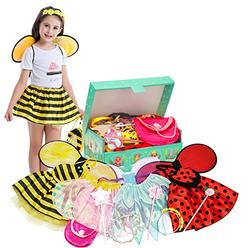 fedio Girls Princess Dress up Trunk Ladybug, Bee, Fairy Costume for Little Girls Toddlers Age 3-7