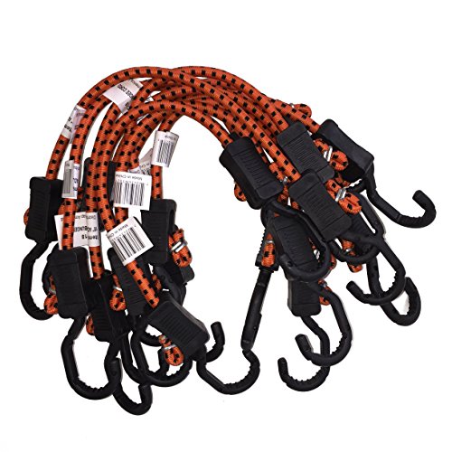 Kotap MABC-18 All- Purpose Adjustable Bungee Cords with Hooks, 18-Inch, Orange/Black, 10 Count